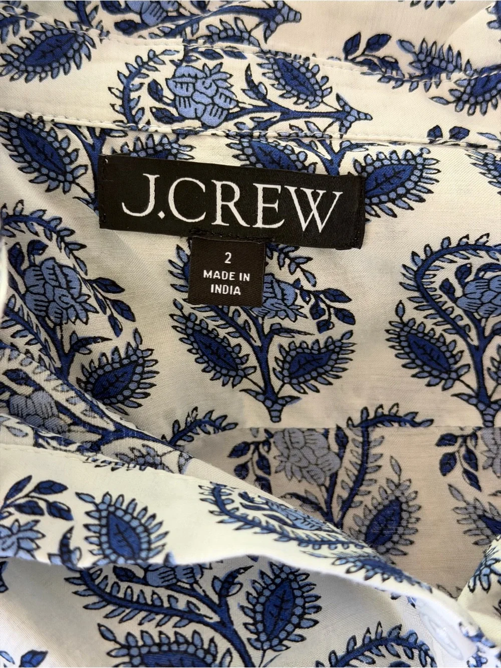 J. Crew Garçon Cotton Voile Shirt in Bouquet Block Print size 2